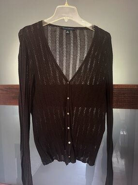 Banana Republic Lightweight Brown V-Neck Button Cardigan Sweater size L, EUC